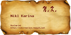 Nikl Karina névjegykártya